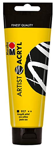 Marabu 12200044917 - Artist Acryl, Azogelb mittel 120 ml, feine Acrylfarbe in Künstlerqualität, auf Wasserbasis, pastose Konsistenz, hoch pigmentiert, sehr gute Brillanz und Deckkraft