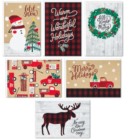 Hallmark Weihnachtskarten-Sortiment, rustikale Feiertage (6 Designs, 24 Karten mit Umschlägen)
