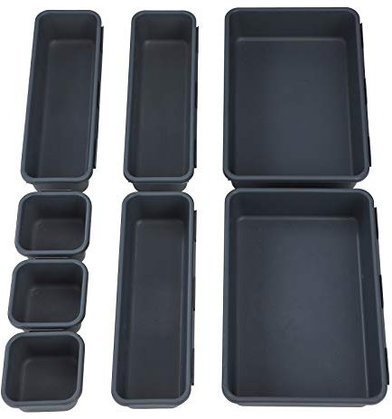 Cajas Organizador de Cajón Plástico 8PCS, Bandejas de Maquillaje Papelería Cubiertos para Baño Cocina Oficina Escritorio