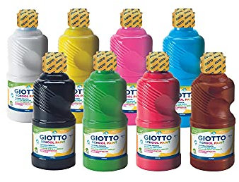 Giotto Gouache School Paint Ultra Lavable-Lot 8 X 250 ML, F40017, Assortiment