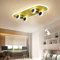 FUMIMID Skateboard Deckenleuchte Modern Cartoon Kinderlampe Dimmbar Deckenlampe LED 32W Acryl Kronleuchter Jungen Mädchen Schlafzimmer Kinderzimmer Kindergarten Deckenbeleuchtung Gold,A