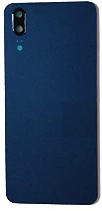 (KIT) Batterieabdeckung + doppelseitiges Klebeband + Objektiv kompatibel mit Huawei P20 / EML-L09 EML-L29 Ersatzglas Rückseite Back Cover Rückseite Aufkleber + Objektiv mit Rahmen Kamera (Blau)