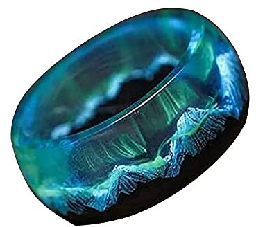 Bague en bois époxy phosphorescent, faite à la main avec résine en bois de montagne pour homme et femme, bague anti-stress pour soulager le stress et l'anxiété, 8, bois, résine, Amazonite