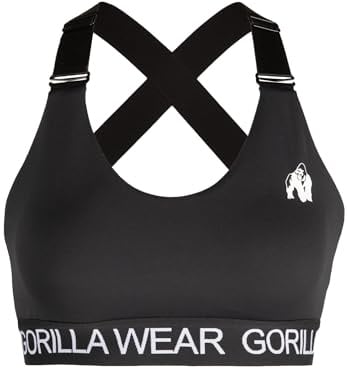Gorilla Wear - Colby Sports Bra - Schwarz - Sport-BH Bodybuilding Fitness Tight Fit Oberteil Unterwäsche Starker Halt Yoga Alltag Bustier, XS