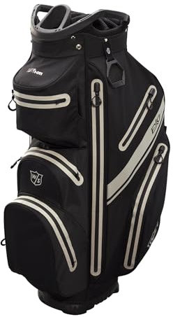 Wilson Golftasche, W/S Exo Dry Cart Bag, Trolleytasche für bis 14 Schläger, Golf-Zubehör für Damen und Herren, Schwarz / Schwarz / Silber