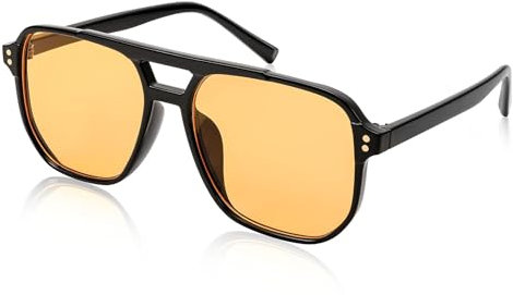 FEISEDY Retro Occhiali da Sole Quadrati Donna Uomo Anni '70 Occhiali Vintage Moda Classici con Doppio Ponte Protezione UV400 B2835