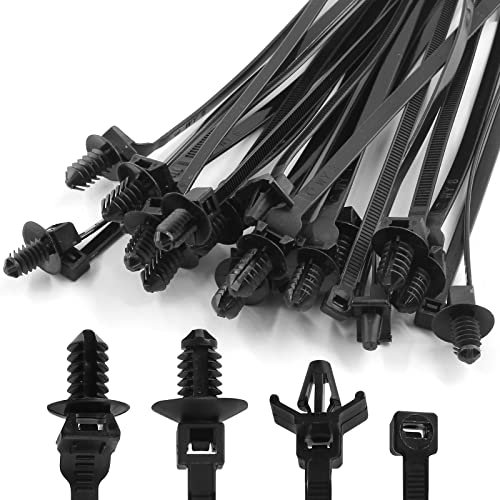 Piutouyar 4 Arten, 120 Stück, schwarze Nylon-Kabelbinder, Pfeildrücker, Tannenbaum-Montage-Kabelbinder, Mehrzweck-Selbstverriegelungs-Drahtband (17,9 cm, 21,6 cm)