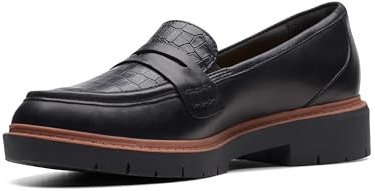 Clarks Damen Westlynn Ayla Penny Loafer, Black Leather, 39 EU