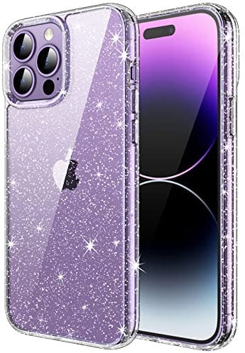 JETech Glitzer Hülle für iPhone 14 Pro Max 6,7 Zoll, Bling Glitter Stoßfest Handyhülle, Niedliche Glitzernde Schutzhülle für Frauen und Mädchen (Durchsichtig)