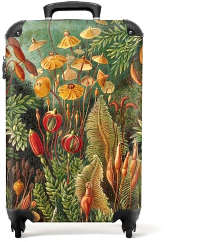NoBoringSuitcases© Koffer Handgepäck Trolley Rollkoffer Kleine Reisekoffer | 55x35x20 cm - mit 4 Rollen - Vintage - Kunst - Natur - Haeckel - Botanisch - Fotokoffer - Kabinenkoffer - Boardgepäck