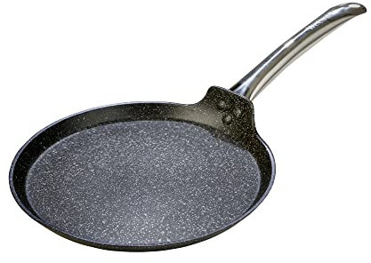 WECOOK! - Sartén Crepera Antiadherente Ecológica 26cm | Aluminio Forjado 3mm | Inducción Full | Apta para Todas Cocinas y Horno | Mango Acero Inoxidable, Piedra, Aluminio