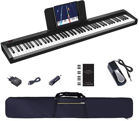 OYAYO E Piano Digital Piano 88 tasti, tastiera semi-ponderata a grandezza naturale con funzione Bluetooth MIDI, pianoforte a 88 tasti con leggio, borsa per pianoforte, ideale per principianti