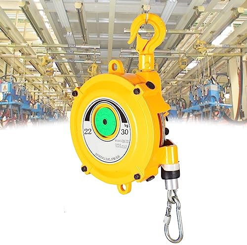 VOLDAX Federzug Balancer mit 1.5 m Kabel und Haken, hängendes einziehbares Werkzeug, Federbalancer, Verstellbarer Balancer-Retraktor, hängende Halteausrüstung in Gelb (Size : 22-30kg)
