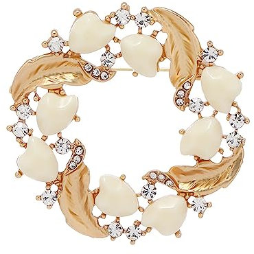 YAHOYA Vintage Elegante Lilie Blume Perle Brosche Ohrringe Frau Student Geburtstagsgeschenk Maiglöckchen Blume Broschen Zubehör