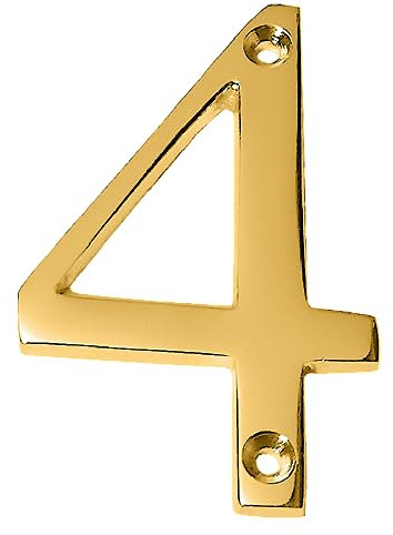 Clio 3-Inch Brass Letters Mailbox Decor Address Signs For Houses Outdoor Wall Decor Mailbox Numbers House Address Numbers For Outside Address Sign for Door Numbers (Polished, Number 4)