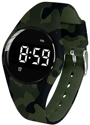 e-vibra Vibrierende Alarmuhr, wasserdichte Töpfchen-Trainingsuhr Wiederaufladbare medizinische Erinnerungsuhr mit 15 täglichen Alarmen (Grüne Camouflage)