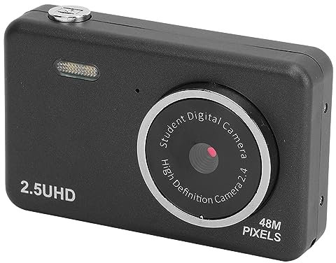 Digitale 2,5K HD Kompaktkamera, Tragbare Kleine Kamera mit Autofokus, Taschen Digitalkamera mit Zwei Objektiven und 2,4 Zoll IPS Display für Jugendliche Studenten (Schwarz)