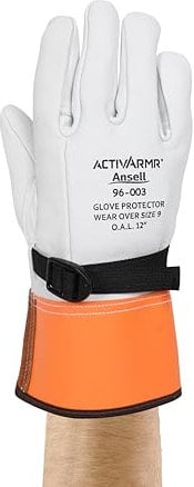 Ansell ActivArmr 96-003, Electrician Work Gloves, Electrical Protection Class 1 & 2 (7500V-17000V), Insulating Leather Gloves for Professionals, Size L (1 Pair)