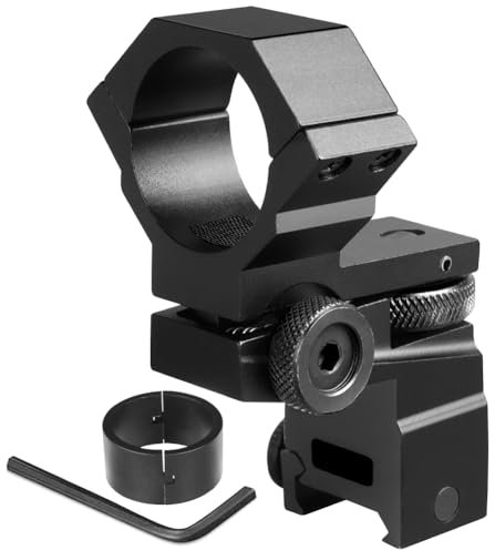 KEENZO Q24 Zielfernrohrhalterung, 30mm/25.4mm 1 Montagering Doppelnägel hohem Profil Einstellbare Windstärke Elevation Visier Taschenlampenklammern Halterung für 20mm Schiene