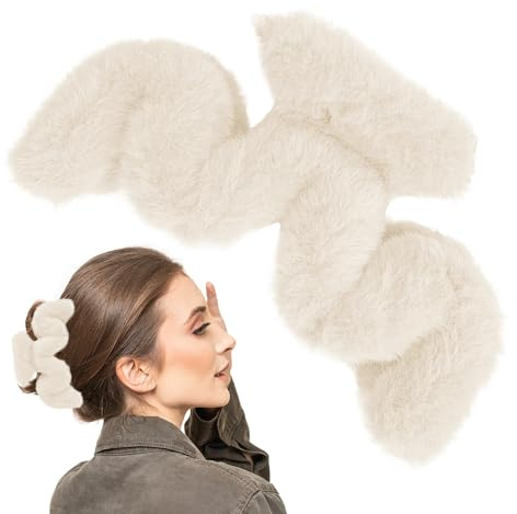 Flauschige Haarklammer - Plüsch-Haarspange in Wellenform,Große Klammerklammer, Haarschmuck für dickes langes Haar, große Haarspange für Frauen und Mädchen für den täglichen Gebrauch Holdes