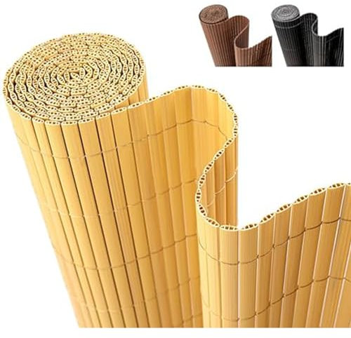 Hengsong Sichtschutzmatte PVC 100x300cm,für Balkon Sichtschutz,Sichtschutz Garten,Sichtschutz Balkon Ohne Bohren,Windschutz Balkon Ohne Bohren,Wind&Wasserdicht,Natur