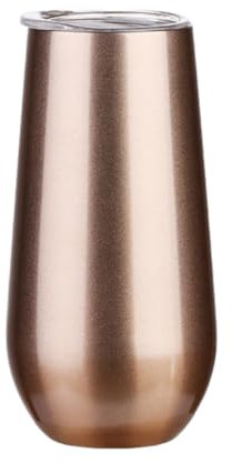 Gteller 6 oz Stainless Steel Champagne Tumbler Stemless Glasses with Lid, Double Wall Insulated Travel Mug Perfect for Wine, Coffee, Drinks, Champagne, Cocktails, Colorful (Champagne)