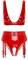 CHICTRY Womens 2 Piece Lingerie Set Stretch Vinyl Shelf Bra Quarter Cup Bra Tops with Panty Nightwear 5# Red XL