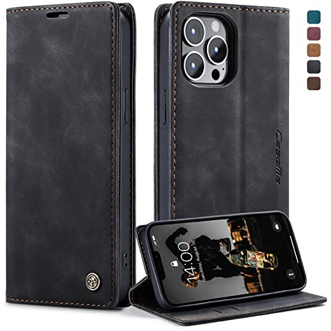 Cracedily for iPhone 12/12 Pro Case, Flip Wallet Leather Case with Card Holder Magnetic Closure Shockproof Kickstand Protective Phone Cases Cover for iPhone 12 Pro 6,1,Black