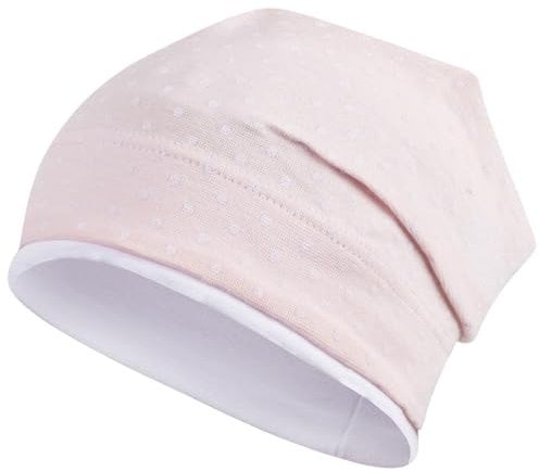 Smarilla Mädchen Mütze Übergangsmütze Beanie Pferde Katzen Punkte Frühling Herbst, Größe: 50-52, Farbe: Hellrosa-Weiß