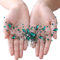 Generic Hochzeits-Haarkamm, Brautschmuck, Strass, Brautschmuck, Brautjungfer, Blume, Kopfschmuck, glitzernder Kristall, Haarschmuck für Damen und Mädchen, Grün