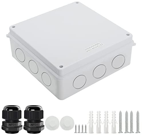 LeMotech Anschlusskasten mit reservierten Löchern ABS Kunststoff Elektrokasten IP65 wasserdichte staubdichte Projektgehäuse für Elektronik Weiß Außengröße 200x200x80mm