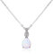 AILUOR Colliers d'Opale blanche pour femmes, plaqué or rose pendentif 11mm en pierres précieuses rondes Collier de pierres de naissance d'octobre pour femmes Cadeau pour Femme (Goutte d'eau, Argent)