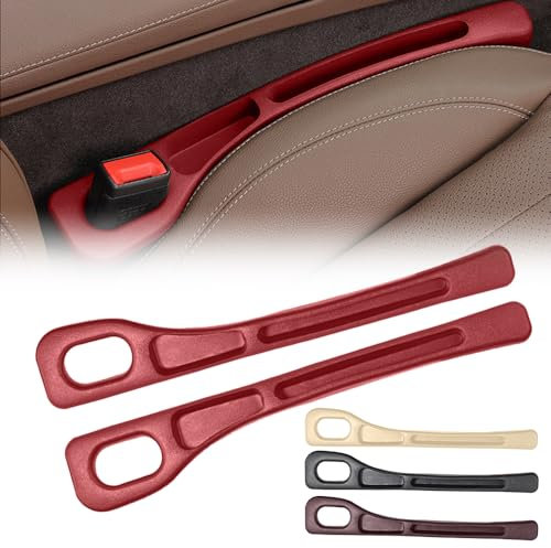 Aufbewahrungsbox für Autositze, 2024 Neuest Autositz Gap Organizer Storage Box, Universal Lückenfüller Organizer für Kleinigkeiten Handys (Rot, 2 Stück)