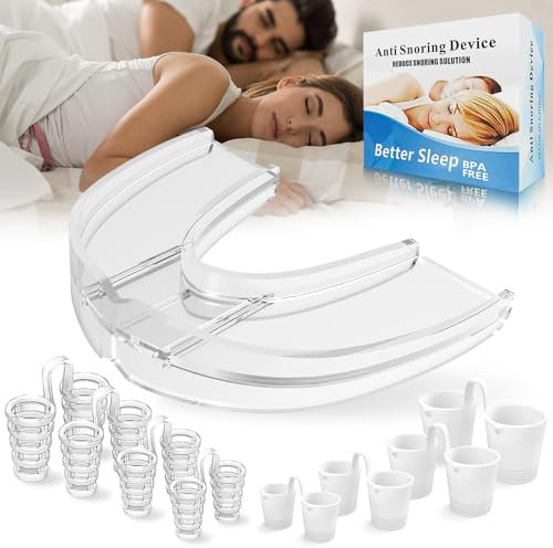 Anti Schnarchschiene+8 Stück Anti Schnarch Nasenspreizer, Wiederverwendbares Schnarchstopper, Anti Schnarch, Aufbissschiene gegen Zähneknirschen, Anti Snoring zur Besser Schlafen