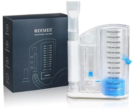 DIMES Appareil de respiration et d'exercice pulmonaire – Entraîneur pulmonaire pour une meilleure capacité pulmonaire, mesure du volume de 5000 ml – Convient pour les enfants et les adultes – Idéal