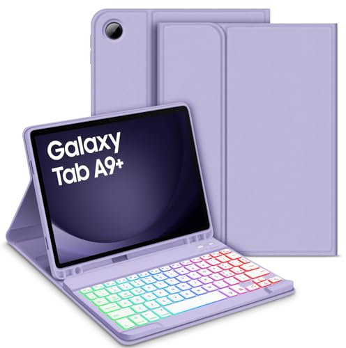 Bettdow Tastiera Custodia per Samsung Galaxy Tab A9+ 11 2023, Layout Italiano Retroilluminata Staccabile e Cover Protettiva per A9 Plus SM-X210/X215/X216, Viola