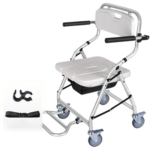 Chaise de toilette pour toilettes et douche,fauteuil roulant de douche, chaise de toilette pour personnes handicapées,siège de douche à roulettes,fauteuil roulant confortable A,55*64*88cm