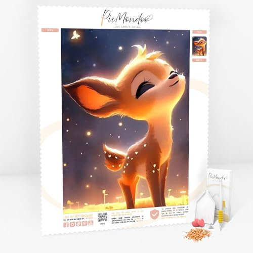 Picmondoo Diamond Painting Set – Babsi Sternenstaub – 20x15 cm – Komplettset für Kinder & Erwachsene – DIY Kunstwerk mit Harzsteinen & Irisierender Beschichtung – Hochwertige Künstlerleinwand