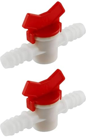 Lot de 2 robinets à boisseau sphérique barbelés blancs avec interrupteur d'arrêt, connecteur de tuyau, vanne de contrôle de débit pour jardin, tube d'irrigation goutte à goutte (12-12 mm)