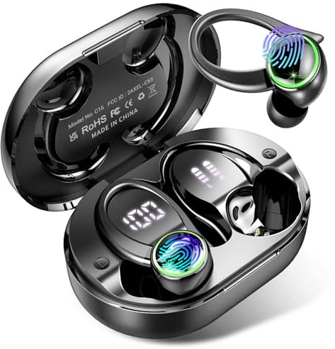 Cuffie Bluetooth Sport, Auricolari Bluetooth Stereo HiFi Display LED, Cuffie Wireless In Ear ENC Cancellazione Rumore e 4 Mics, IP7 Impermeabili Cuffiette Bluetooth