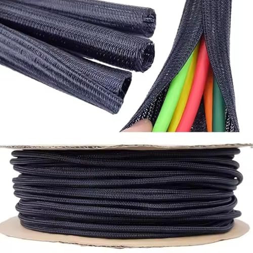 Gaine de câble tressée fendue pour gestion des câbles USB (noir, 19 mm_3M_3/4)