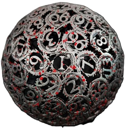 Große 100-seitige Würfel, polyedrische Metall Hohl D100 RPG Dungeons und Drachen D&D Board Giant Flying Dragon Spiel Würfel Zubehör und Digital Teaching Bloody