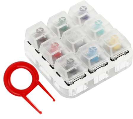 jojofuny 9 Tester Acryl Tasten Tastaturen mit Mechanische | ABS Basis, Transparentes Design, Leicht und Angenehm in Hand, als Testwerkzeug mit Staubschutz