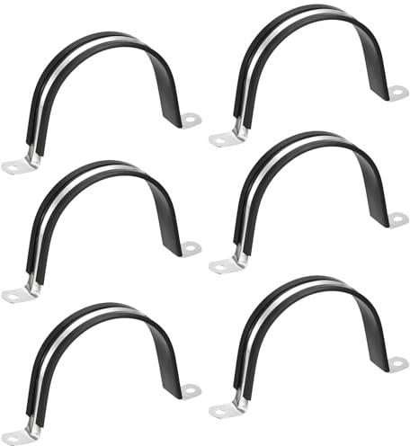 LEPEVNEY 100mm Pipe Clamps Rubber-Cushioned Stainless Steel U-Clamps for Pipes, Cables & Tubes 6-Pack