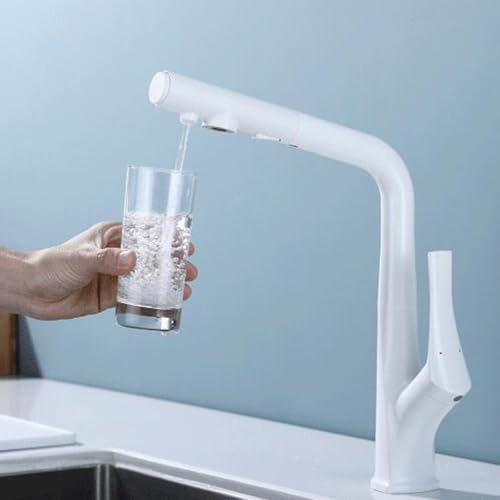 Grifo de Cocina Osmosis 3 Vias Extraible Blanco Giratorio Latón Orificio Único Grifo Osmosis 3 Vias Extraible-Blanco