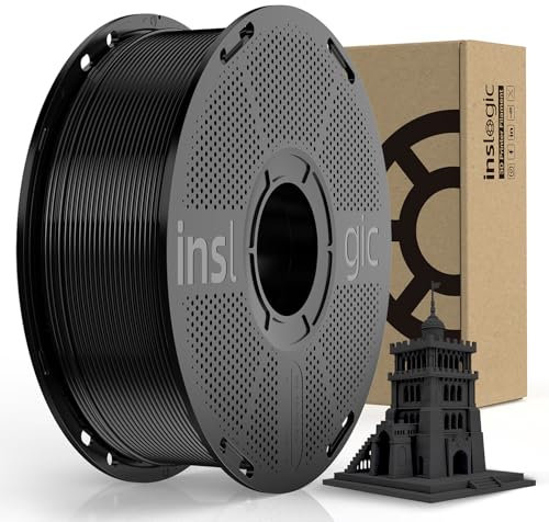 Inslogic High-Speed PLA Filament 1.75mm 3D-Druckerfilament, 50-600mm/s schnelles Drucken PLA, gleichmäßiger Fluss & kein Verstopfen, 1kg Spule (2.2lbs) geeignet für die meisten FDM 3D-Drucker, Schwarz