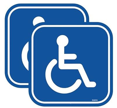 2 Pack - 10cm X 10cm Disabled Adhesive Stickers - Mobility Car, Van, Wheelchair, Disability Sign, Caution, Warning Blue SG031