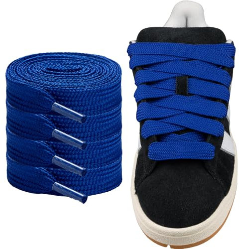 CCSOFTIME Gros Lacets 16mm de Large pour Adidas Campus,Remplacement Épaisseur Lacet Chaussure Plat pour Mcqueen Converse Vans Basket,Bleu Roi 120cm