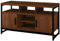 AUNEK Meuble TV pour téléviseurs de 65, meuble TV industriel en bois de noyer, table console TV de 147 cm, centre de divertissement multimédia moderne avec deux portes et étagères de rangement, table