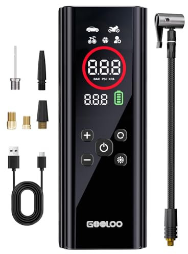 GOOLOO AP150 PRO Car Tyre Inflator Air Compressor, 7500mAH Portable Electric Bike Pump Upgraded Color Screen Cordless Bicycle Tyre Pump with Auto Shut-off and LED Light for Motorcycle, Ball, Swim Ring